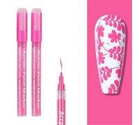 WYBZDA Séchage Rapide Stylo Vernis à Ongles Preuve De L'eau 2 Pièces Stylo Nail Art Pour Peindre Les Ongles Tracés Points Nail Art Marker Pour Professionnels(Pink - 2pcs)