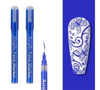 WYBZDA Séchage Rapide Stylo Vernis à Ongles Preuve De L'eau 2 Pièces Stylo Nail Art Pour Peindre Les Ongles Tracés Points Nail Art Marker Pour Professionnels(Blue - 2pcs)