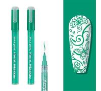WYBZDA Séchage Rapide Stylo Vernis à Ongles Preuve De L'eau 2 Pièces Stylo Nail Art Pour Peindre Les Ongles Tracés Points Nail Art Marker Pour Professionnels(Dark Green - 2pcs)