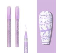 WYBZDA Séchage Rapide Stylo Vernis à Ongles Preuve De L'eau 2 Pièces Stylo Nail Art Pour Peindre Les Ongles Tracés Points Nail Art Marker Pour Professionnels(Light Purple - 2pcs)