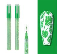 WYBZDA Séchage Rapide Stylo Vernis à Ongles Preuve De L'eau 2 Pièces Stylo Nail Art Pour Peindre Les Ongles Tracés Points Nail Art Marker Pour Professionnels(Light Green - 2pcs)
