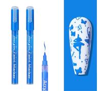 WYBZDA Séchage Rapide Stylo Vernis à Ongles Preuve De L'eau 2 Pièces Stylo Nail Art Pour Peindre Les Ongles Tracés Points Nail Art Marker Pour Professionnels(Sky Blue - 2 pcs)