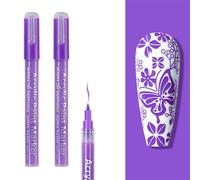WYBZDA Séchage Rapide Stylo Vernis à Ongles Preuve De L'eau 2 Pièces Stylo Nail Art Pour Peindre Les Ongles Tracés Points Nail Art Marker Pour Professionnels(Purple - 2pcs)