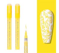 WYBZDA Séchage Rapide Stylo Vernis à Ongles Preuve De L'eau 2 Pièces Stylo Nail Art Pour Peindre Les Ongles Tracés Points Nail Art Marker Pour Professionnels(Yellow - 2pcs)