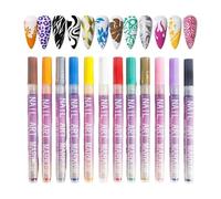 WYBZDA Stylo Nail Art Surlignage Contours Créations Diy Stylo Vernis à Ongles Pointe Fine Pointillé Nail Art Marker Pour Style Cartoon Lettres Damier Salons à Domicile