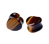 Wycian 2PCS Tunnel Plug 0, Acier Chirurgical Plugs et Tunnel Brun Cœur Pierre Piercing Oreille Tunnel 8x8MM 0G