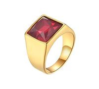 Wycian 31 Bague de Mariage, Bague Fiancaille Pierre Rouge Acier Inoxydable Taille 64 15mm Simple Large Personnalisable pour Saint-Valentin