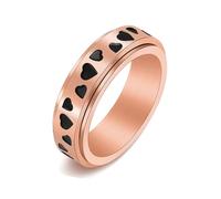 Wycian 53 Bague de Mariage, Bague Doree Rose Acier Inoxydable Taille 51.5 6mm Coeur D'Amour Rotatif Gravure pour Graduation