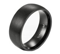 Wycian Acier Titane Anneau Unique 8 mm avec Pas de Pierre Précieuse Femmes Hommes, Design Bombé Brossé Bague Couple Taille 54, No Gemstone