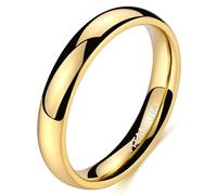 Wycian Acier Titane Bague Or 4 mm avec Pas de Pierre Précieuse Femmes Hommes, Simplement Poli Anneau Unique Taille 53, No Gemstone