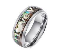 Wycian Alliance de Fiancaille, Alliance en Tungstene Noir Taille 61.5 "Je T'Aime Bois Opale Personnalisable pour Fête Des Mères