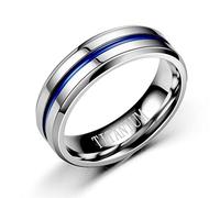 Wycian Alliance de Fiancaille, Bague 69 Acier Inoxydable Argent Bleu 6mm Argent Entre Bleu Personnalisable pour Homme Femme Alliance Bijoux