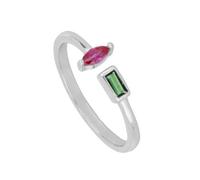 Wycian Alliance de Fiancaille Bague Fiançailles Femme Verte Blanc Or Blanc 14K Au585 Forme Rectangulaire Émeraude Créée en Laboratoire Taille 61.5 pour Mère Mère