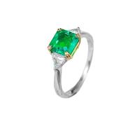 Wycian Alliance et Bague de Fiançailles Femme Bague Fiançailles Femme Verte Or Blanc 9 Carats Élégante Émeraude Carrée à 8 Griffes de 1,5 CT avec Moissanite Taille Mise à Niveau 3.0 pour Épouse