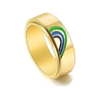 Wycian Alliance Femme 54, Bague Fine Dore Vert Bleu Violet Acier Inoxydable Taille 54 8mm Amour Arc-En-Ciel Gravure pour Nouvel An