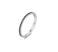 Wycian Alliance Femme 60 Bague de Fiancaille Diamant Noir Or Blanc 9K Au375 de Forme Ronde Diamant pour Épouse Lesbienne