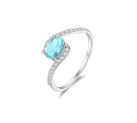 Wycian Alliance Femme Simple Bagues Argentées Vintage Or Blanc 9K Au375 Forme Ovale Bleu Apatite Taille pour Mesdames Épouse