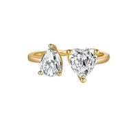 Wycian Alliance Fiancaille Femme Bague de Fiançailles en Or 14K Au585 Forme de Coeur Moissanite Taille 56.5 pour Sœur Sœur