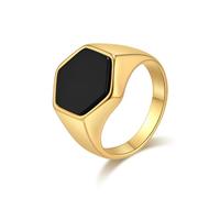 Wycian Alliance Homme Acier Inoxydable 17 mm avec Pierre Noir, Hexagone Bague Mariage Taille 70