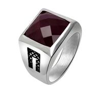 Wycian Alliance Mariage, Bague Femme Pierre Couleur Rouge Acier Inoxydable Taille 56.5 13.2mm Large avec Zircone Cubique Rouge Gravure pour Graduation
