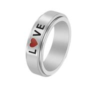 Wycian Alliances Assorties, Anneau Argent Femme Acier Inoxydable Taille 56.5 6mm Spinner en Forme de Cœur « Amour » Gravure pour Nouvel An
