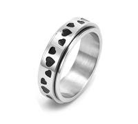 Wycian Alliances Assorties, Femme Bague Argent Acier Inoxydable Taille 56.5 6mm Coeur D'Amour Rotatif Personnalisé pour Anniversaire