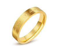 Wycian Alliances Femme, Bague Or Jaune Acier Inoxydable Taille 61.5 Cœur D'Amour Éternel Poli de 4 mm Personnalisé pour Anniversaire
