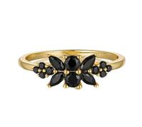 Wycian Anneau Metallique Alliance Couple en Or 14K Au585 de Forme Ronde Noir Agate Taille pour Lesbienne Sœur