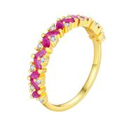 Wycian Anneau Metallique Dore Alliance Femme Rubis 14K Au585 Forme Marquise Ruby Créé en Laboratoire Taille 61.5 pour Tante Mère