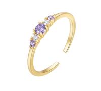 Wycian Anneau Metallique Dore Bague Amethyste 14K Au585 3X3mm de Forme Ronde Améthyste Taille 52.5 pour Sœur Mesdames