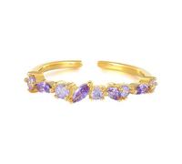 Wycian Anneau Metallique Dore Bague Améthyste Femme 14K Au585 Forme Marquise Améthyste Taille 61.5 pour Sœur Mesdames
