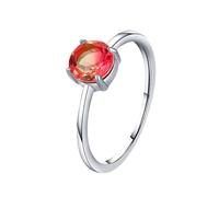 Wycian Anneaux Argent Anneau Mariage Or Blanc 9K Au375 6X6mm de Forme Ronde Rouge Ruby Créé en Laboratoire Taille pour Tante Tante
