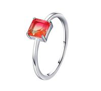 Wycian Anneaux Argentes Alliance Femme Rubis Or Blanc 14K Au585 6X6mm Forme de Princesse Rouge Ruby Créé en Laboratoire Taille pour Sœur Tante
