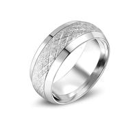 Wycian Bague 54, Bague Cercle en Argent Acier Inoxydable Taille 54 Losange Brossé Mat 7,5 mm Personnalisé pour Fiancaille