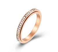 Wycian Bague 54, Bague Zircon Cubique Or Rose Acier Inoxydable Taille 54 Spinner 3mm avec Zircone Cubique Personnalisé pour Anniversaire