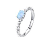 Wycian Bague Alliance en Argent Bague Tortue Opale Or Blanc 9K Au375 4X6mm Forme Ovale Multicolore Taille pour Lesbienne Mesdames
