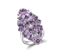 Wycian Bague Anneau Bleu, Moissanite Bague de Fiançailles Taille 6X3mm Violet Forme Marquise Améthyste pour Femme Anniversaire