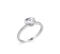 Wycian Bague avec Un Anneau Alliance Femme Argent 925 1.7mm Zircone Cubique Solitaire en Forme de Cœur Taille pour Épouse