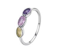 Wycian Bague avec Un Anneau Bague Amethyste Blanc Or Blanc 9K Au375 3X5mm Forme Ovale Améthyste Taille 61.5 pour Mère Sœur
