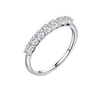 Wycian Bague Breloque Gravure Bague Piece en Argent Blanc Or Blanc 14K Au585 de Forme Ronde Moissanite Taille 50 pour Mère Mesdames
