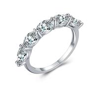 Wycian Bague Cercle en Argent Alliance Femme 54 Or Blanc 14K Au585 Forme Ovale Moissanite pour Mère Lesbienne