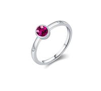 Wycian Bague Cercle en Argent Alliance Femme Platine 9K Au375 4X5mm Forme Ovale Rose Rouge Spinelle Créé Taille pour Mesdames Épouse