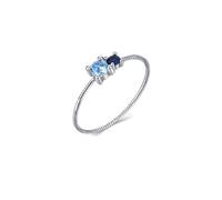 Wycian Bague Cercle en Argent Bague Topaze Femme Or Blanc 9K Au375 3.5; 2.5mm de Forme Ronde Bleu Topaze Taille pour Lesbienne Tante