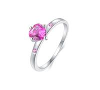 Wycian Bague Cercle en Argent Bague Zircon Cubique Or Blanc 9K Au375 en Forme de Cœur Rose Taille pour Sœur Lesbienne