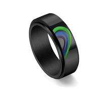 Wycian Bague Couple Fiançailles, Bague Fiançailles Bleu Vert Violet Noir Acier Inoxydable Taille 66.5 8mm Amour Arc-En-Ciel Personnalisable pour Bal