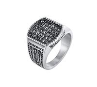 Wycian Bague de Fiancaille Homme Inoxidable Bague Zirconium 16.7mm Argent Géométrique avec Zircone Taille pour Dames Moderne