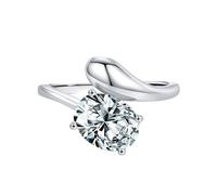 Wycian Bague de Fiançailles Femme Personnalisée Bague Fiancaille Argent Blanc Or Blanc 9K Au375 7X9mm Forme Ovale Moissanite Taille 57.5 pour Sœur Lesbienne