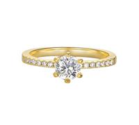 Wycian Bague de Fiançailles Gravure Bagues de Fiancaille Femme Or 9K Au375 de Forme Ronde Moissanite Taille 55 pour Lesbienne Mère