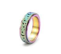 Wycian Bague de Mariage Anneaux, Bague de Mariage en Acier Coloré Titane Taille 59 6mm Étoile et Lune Personnalisable pour Saint-Valentin