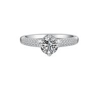 Wycian Bague Femme Argent Breloque Bague Femme Fiançailles Or Blanc 9K Au375 6mm de Forme Ronde Blanc Moissanite Taille pour Sœur Tante